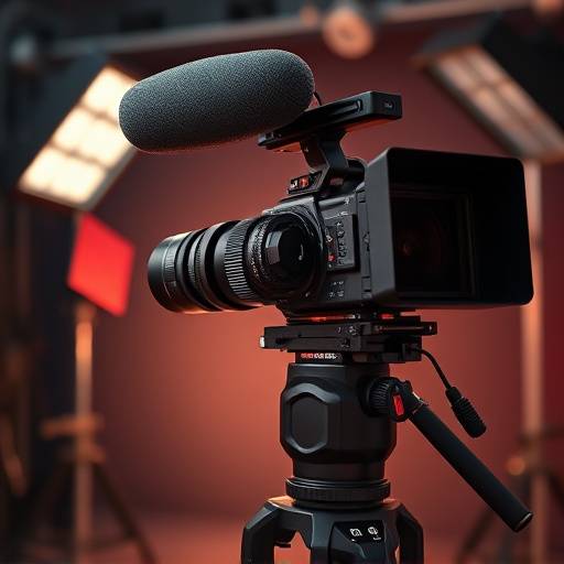 Matériel de tournage professionnel, incluant caméra, micro et éclairage